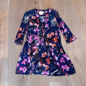 Anthropologie | Maeve | Drop Waist Floral Dress | 3/4 Length Sleeves | Boho
